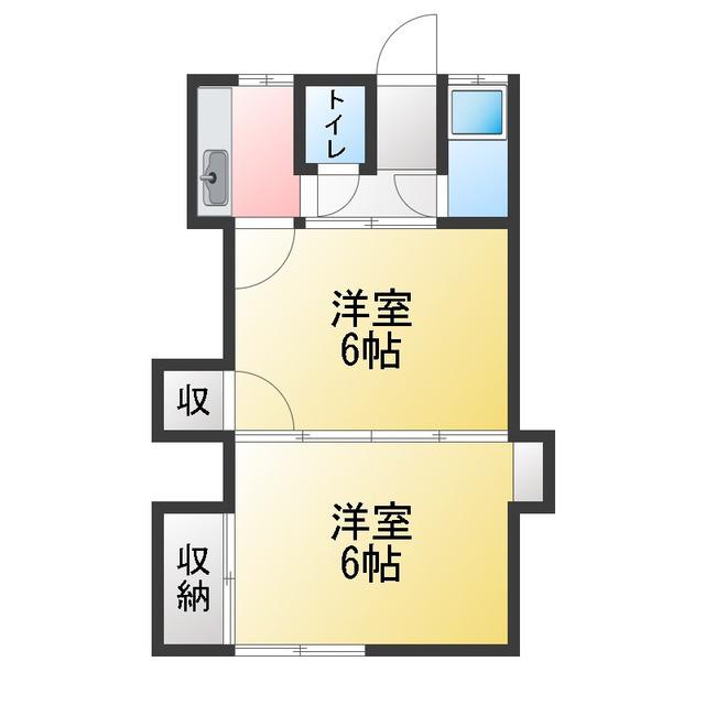 ゆとり荘B(2K/2階)の間取り写真