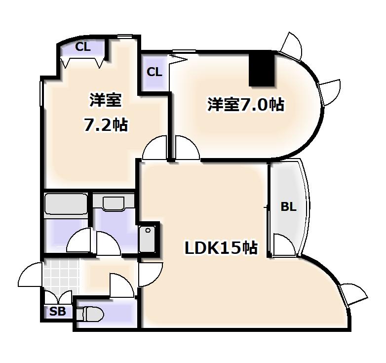 フォーラムあびこ駅前(2LDK/6階)の間取り写真