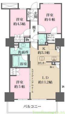 プライムパークス品川シーサイド ザ・タワー(2LDK/19階)の間取り写真