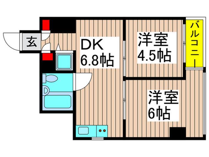 TCHビル(2DK/7階)の間取り写真