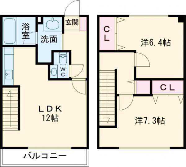 ASAHI館 A(2LDK/2階)の間取り写真