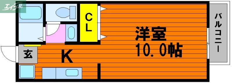レジデンス西崎 B(1K/2階)の間取り写真