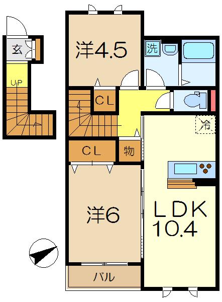 コンフォートレジデンス上大岡ⅨA棟(2LDK/2階)の間取り写真