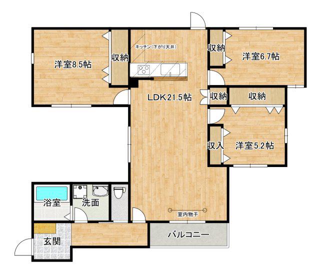 EAGLE HILL江波(3LDK/1階)の間取り写真
