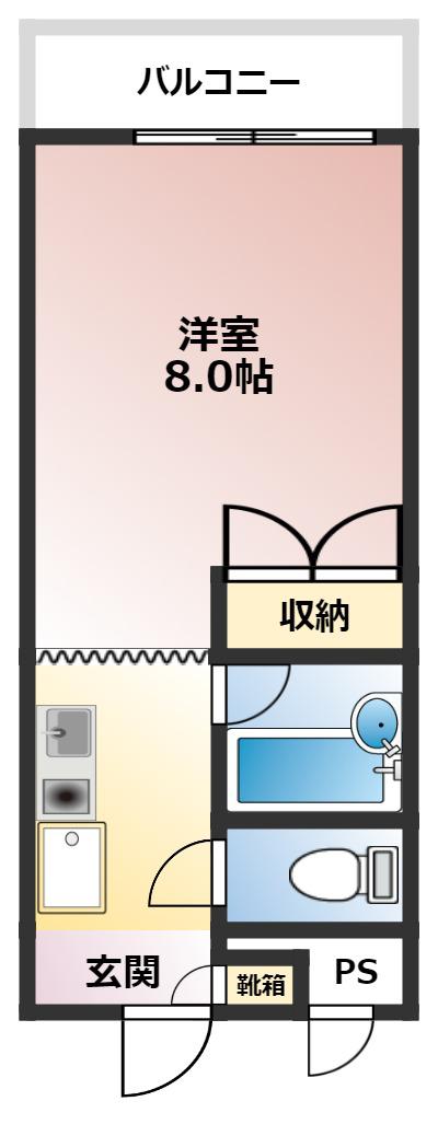 伊勢原コーポフロンティア(1K/3階)の間取り写真