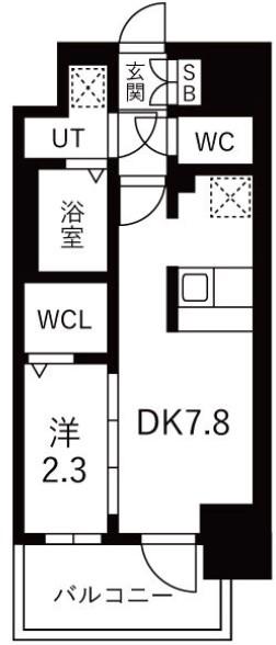 ファステート難波ミライズ(1DK/6階)の間取り写真