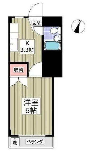ドアーズ立川(1K/2階)の間取り写真