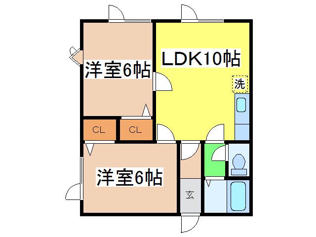 メゾンスガワラ(2LDK/2階)の間取り写真