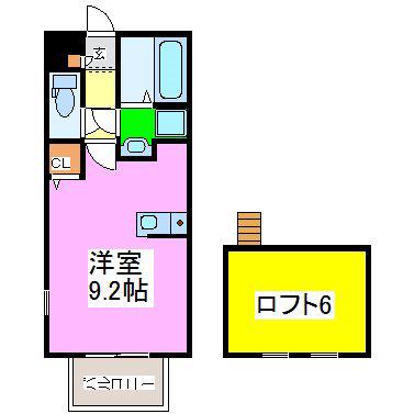 ラテラーレ(1K/1階)の間取り写真