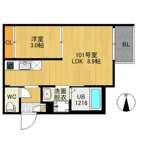R‐SMART南仙台(1LDK/1階)の間取り写真