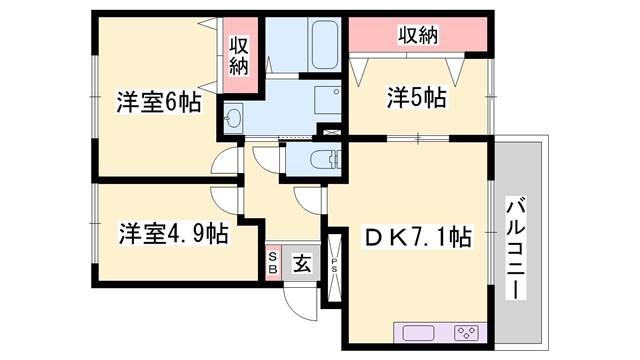 THECITY西庄(3DK/1階)の間取り写真