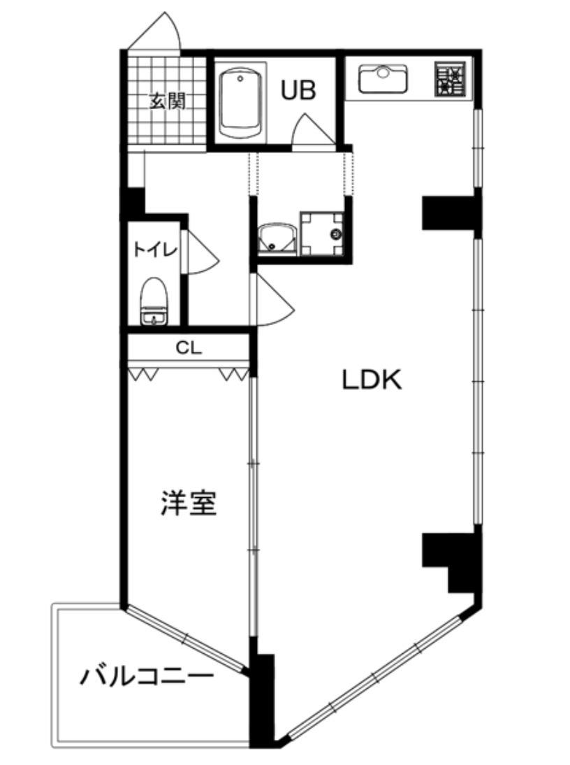 吉田町第1共同ビル(1LDK/4階)の間取り写真