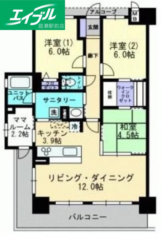 アルファスマート倉敷羽島(3LDK/5階)の間取り写真