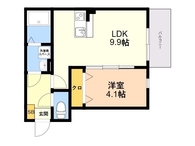 ゲート名島(1LDK/2階)の間取り写真