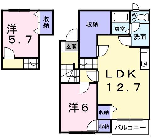 プラーノウエスト(2LDK/2階)の間取り写真