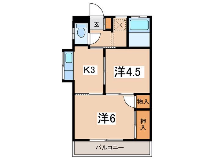 佐藤マンション(2K/2階)の間取り写真