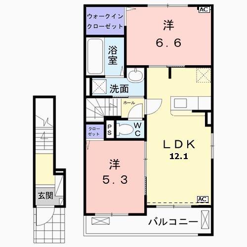 フィオーレ(2LDK/2階)の間取り写真