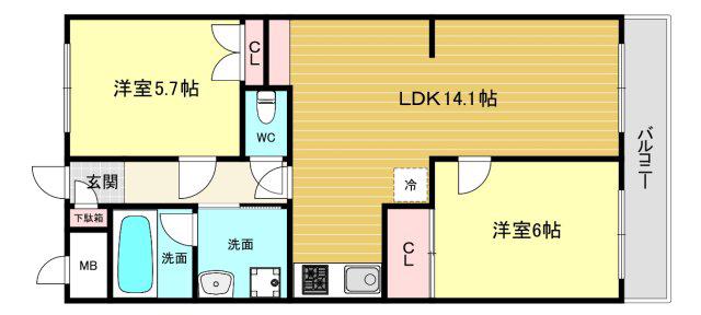 IO甲子園Ⅰ番館(3LDK/2階)の間取り写真