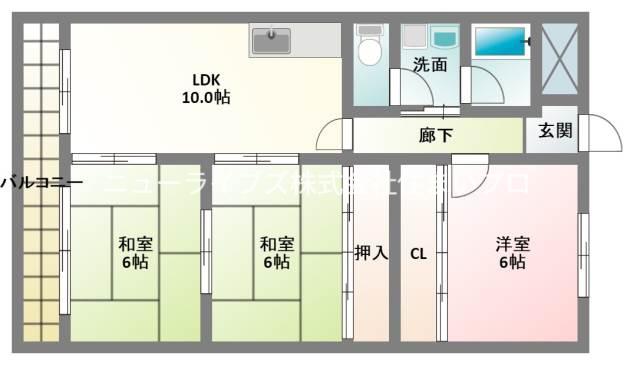ハイツプログレス(3LDK/4階)の間取り写真