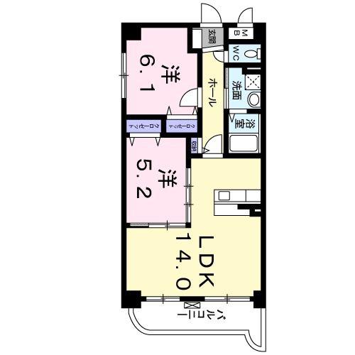 アーバンヒルズII(2LDK/2階)の間取り写真