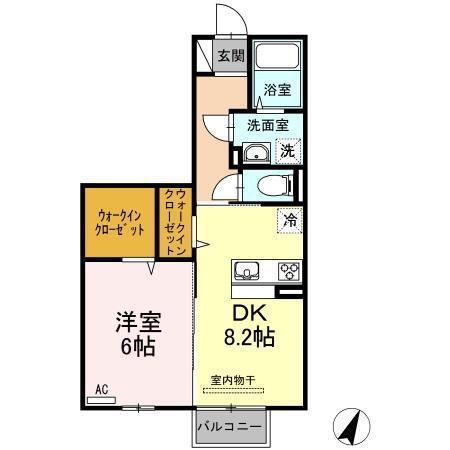JR山陽本線 防府駅 徒歩47分 2階建 築10年(1LDK/2階)の間取り写真
