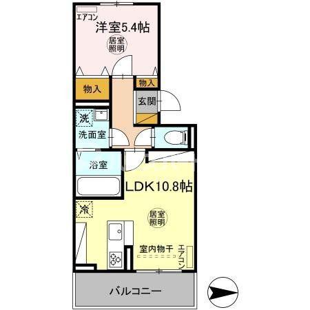 D-ROOM穴川2丁目(1LDK/3階)の間取り写真