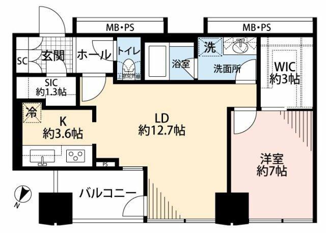 シティタワー新宿新都心(1LDK/12階)の間取り写真