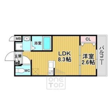リアコート千里丘1ノース(1LDK/2階)の間取り写真