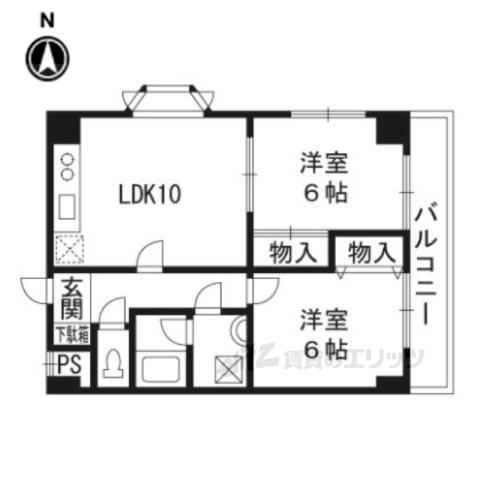 グリーンヒルトミタ(2LDK/2階)の間取り写真