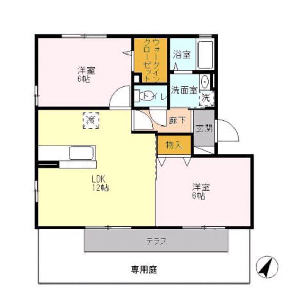 グランドキャッスルFUKUCHI B(2LDK/3階)の間取り写真