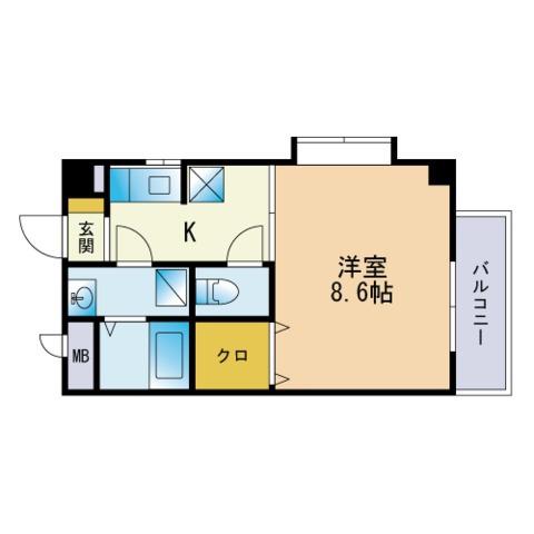セトルシウダーⅢ(1K/2階)の間取り写真