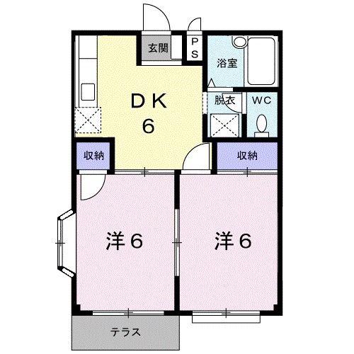 エルディムのぞみII(2DK/1階)の間取り写真