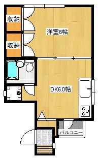 大森第3ビル(1DK/4階)の間取り写真