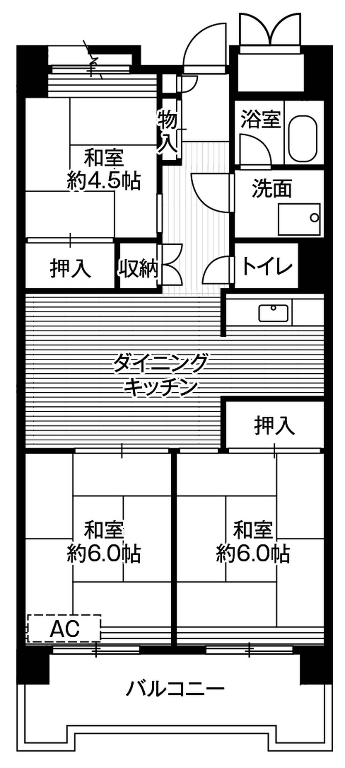 ビレッジハウス品川八潮タワー(3LDK/4階)の間取り写真