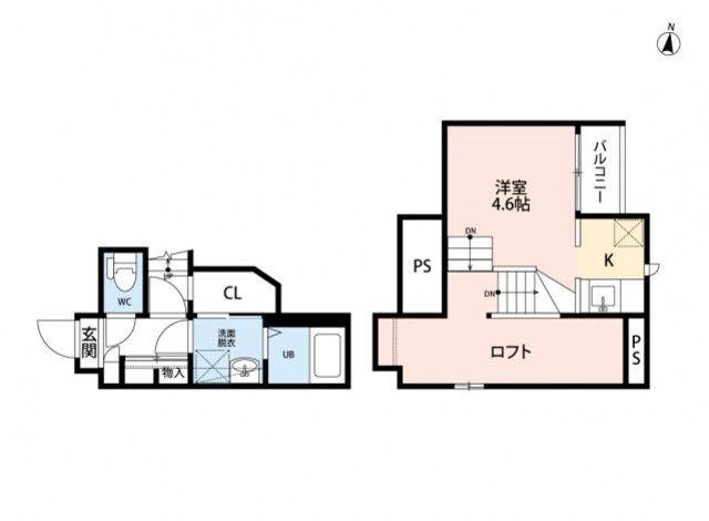 CB別府ルシエ(1K/1階)の間取り写真