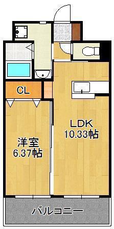 ジュピター(1LDK/12階)の間取り写真