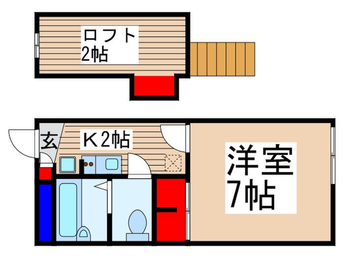 クレール八千代台(1K/2階)の間取り写真