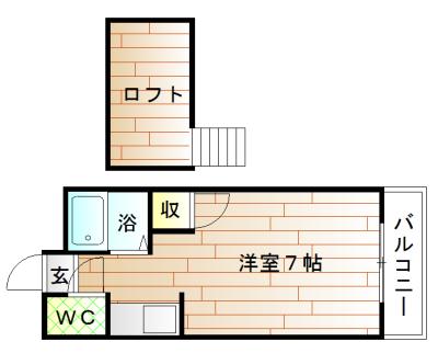 パークサイド赤間(ワンルーム/1階)の間取り写真