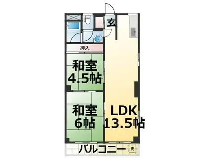 松仙堂ビル(2LDK/3階)の間取り写真