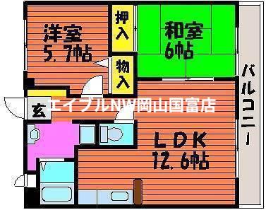 VIENTO原尾島(2LDK/3階)の間取り写真