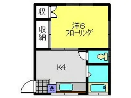 恵荘(1K/2階)の間取り写真