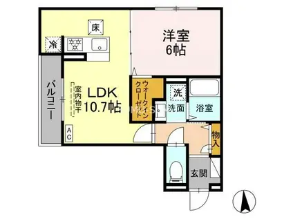HARE O LUNA 4(1LDK/1階)の間取り写真
