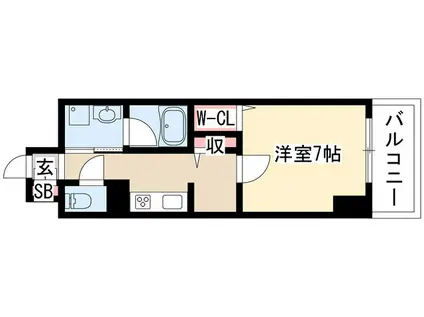 プレミアムコート新栄(1K/7階)の間取り写真