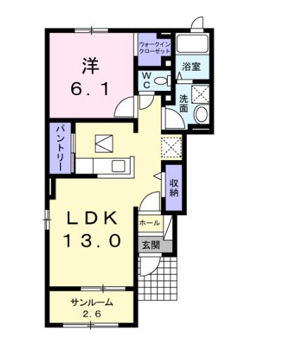 カルム メゾン 雅(1LDK/1階)の間取り写真