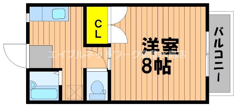 総社Sフラッツ F棟(1K/2階)の間取り写真