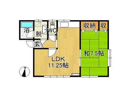 メゾンカワムラ(1LDK/2階)の間取り写真