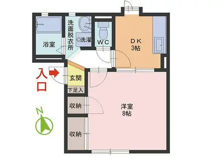 ベルメゾン(1DK/1階)の間取り写真