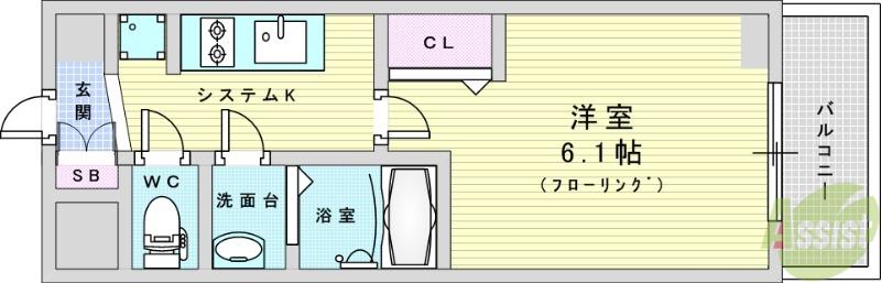 プレサンス東三国駅前グランクラス(1K/5階)の間取り写真