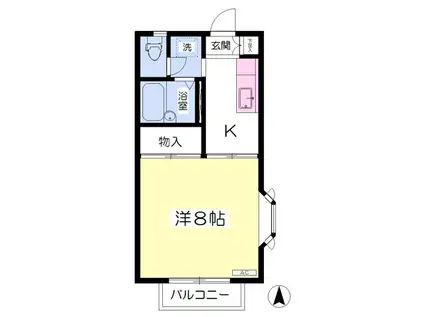 セジュールS・K(1K/2階)の間取り写真