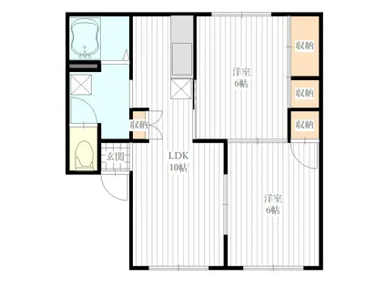 クレセールタウンA(2LDK/1階)の間取り写真